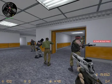 Feuergefecht in einem Gebäude mit mehreren Spielern in Counter-Strike 1.6