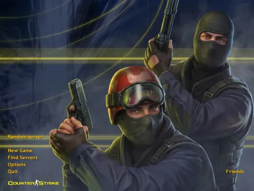 Hauptmenü von Counter-Strike 1.6 mit zwei klassischen Antiterroreinheit-Charakteren
